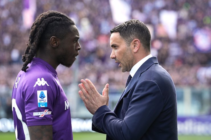 Moise Kean a colloqui con Raffaele Palladino