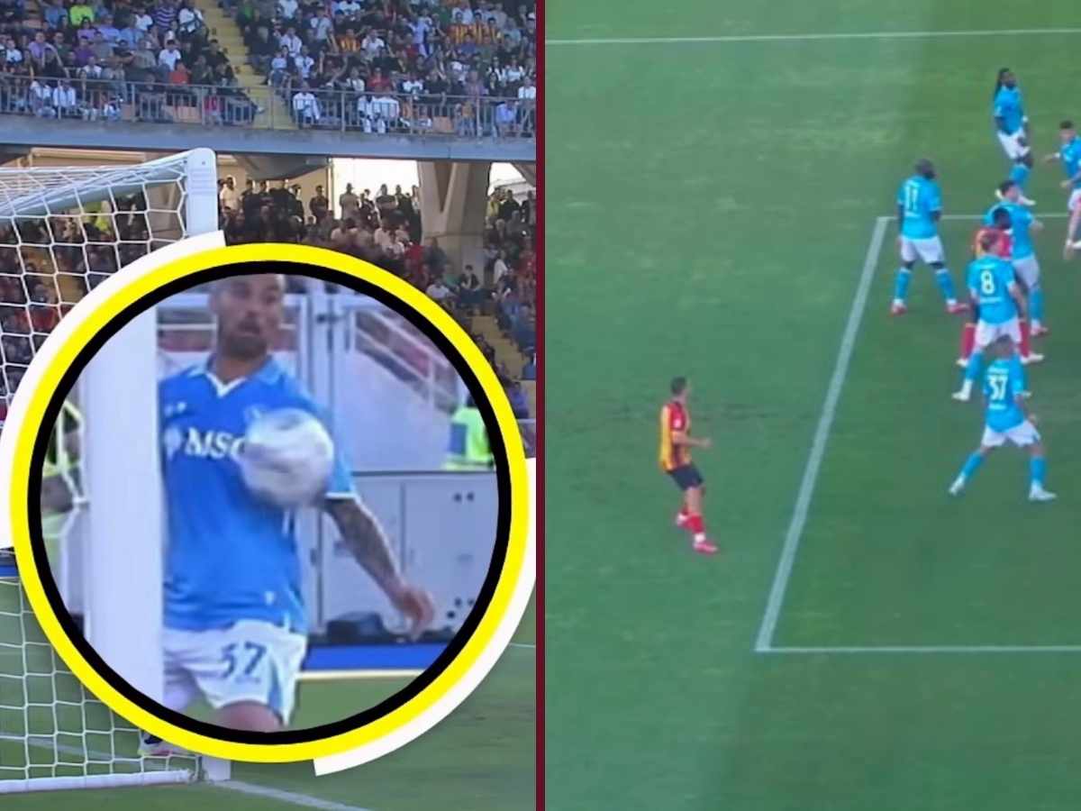 Lecce Napoli tocco braccio Spinazzola