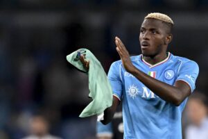 Victor Osimhen cn la maglia del Napoli