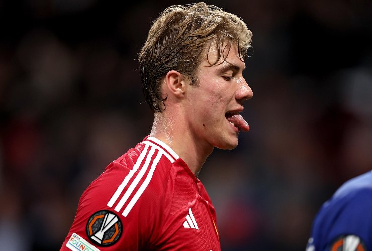 hojlund si dispera con il manchester united