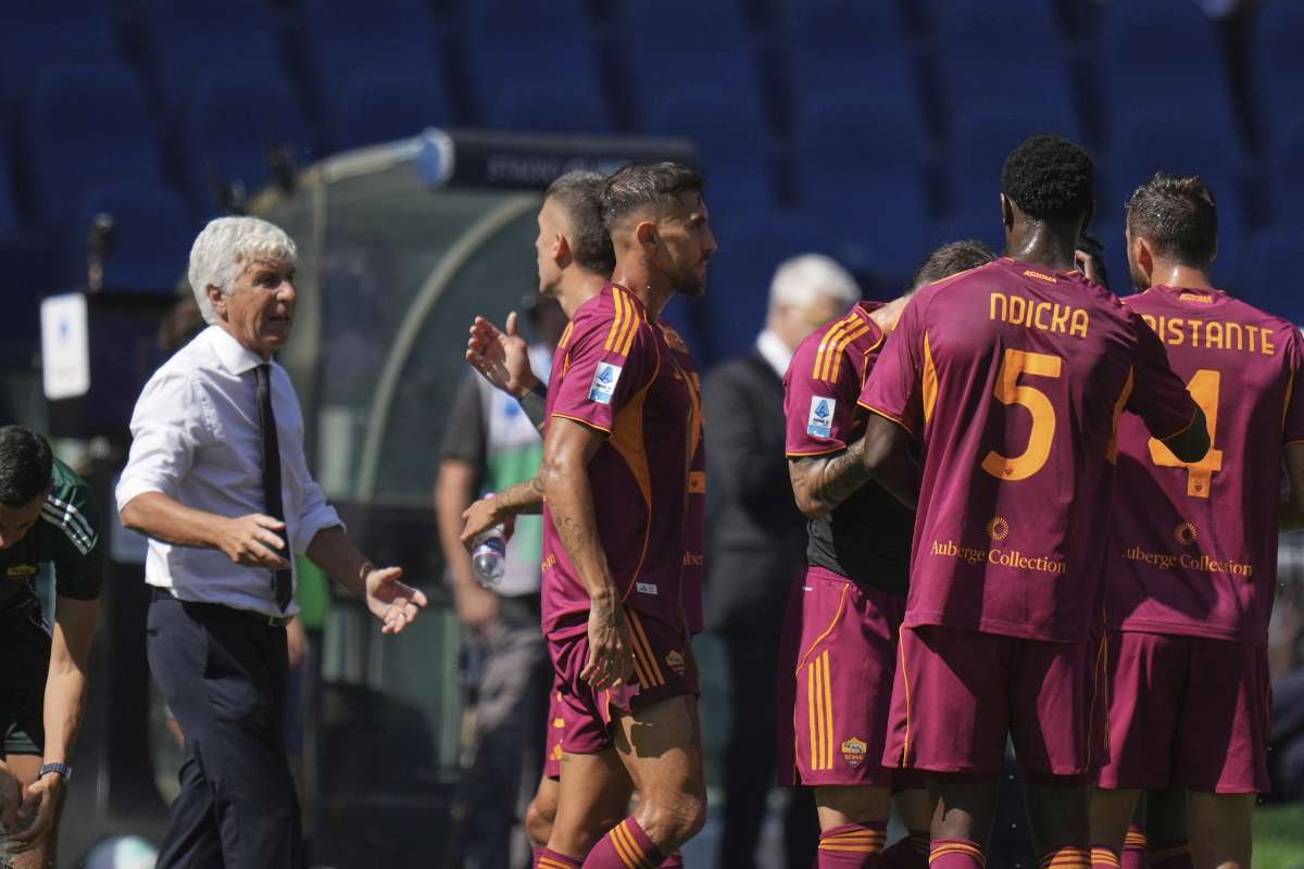I giocatori della Roma nel Derby con la Lazio