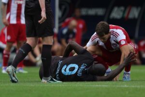 Romelu Lukaku, dopo l'infortunio contro l'Olympiakos