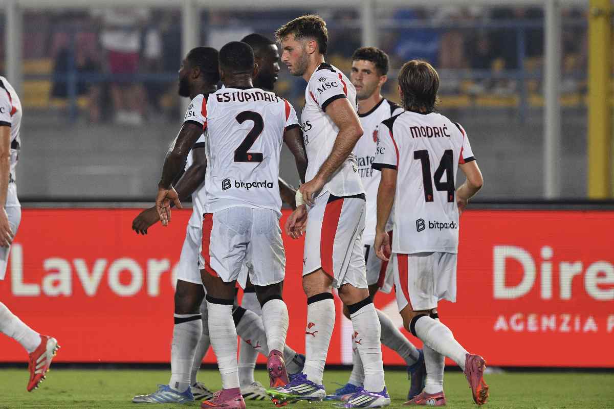 L'esultanza dei giocatori del Milan