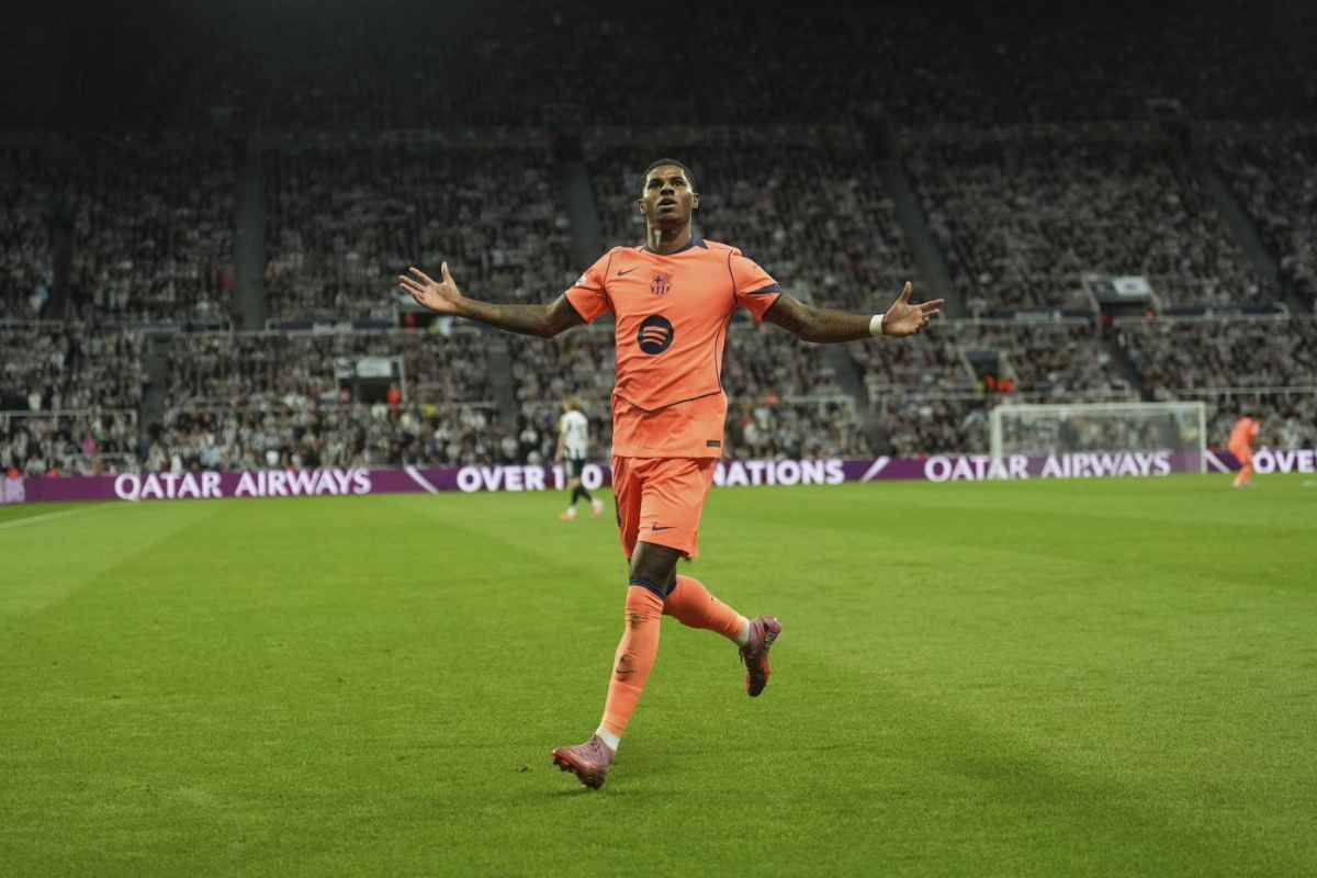 Rashford esulta dopo il gol segnato al Newcastle