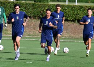Tonali e Politano in allenamento con l'Italia