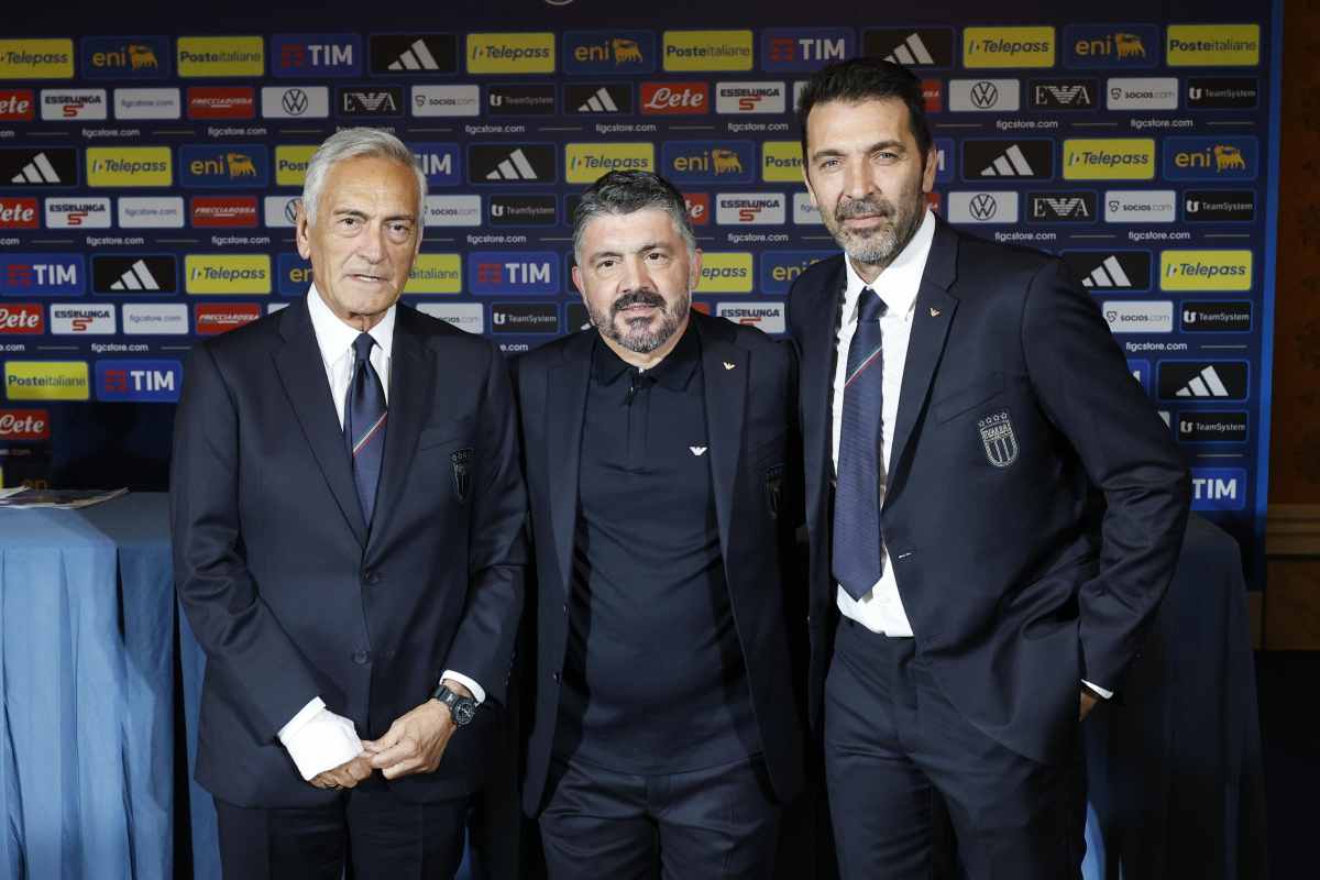 Gattuso con Buffon e Gravina