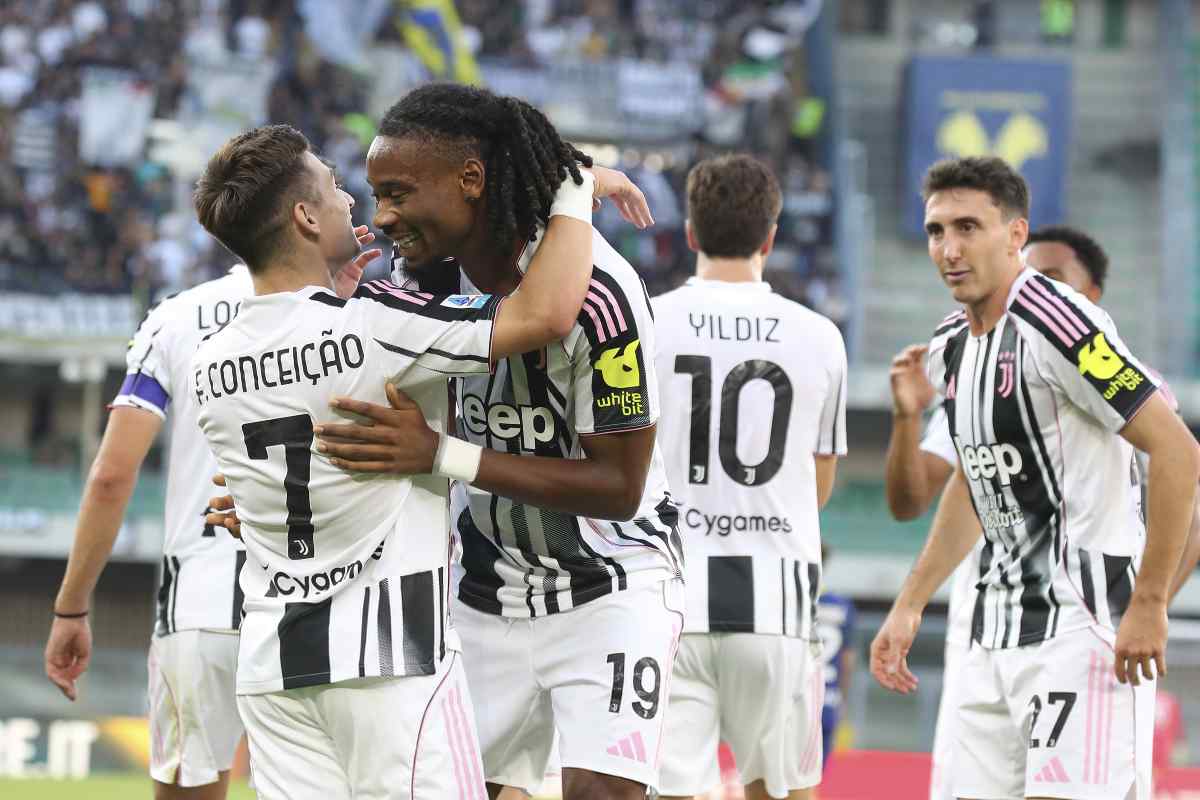 L'esultanza dei calciatori della Juventus