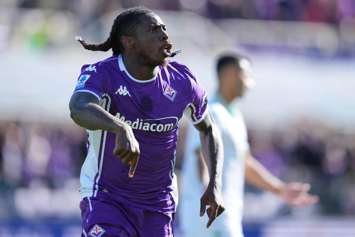 Moise Kean con la maglia della Fiorentina