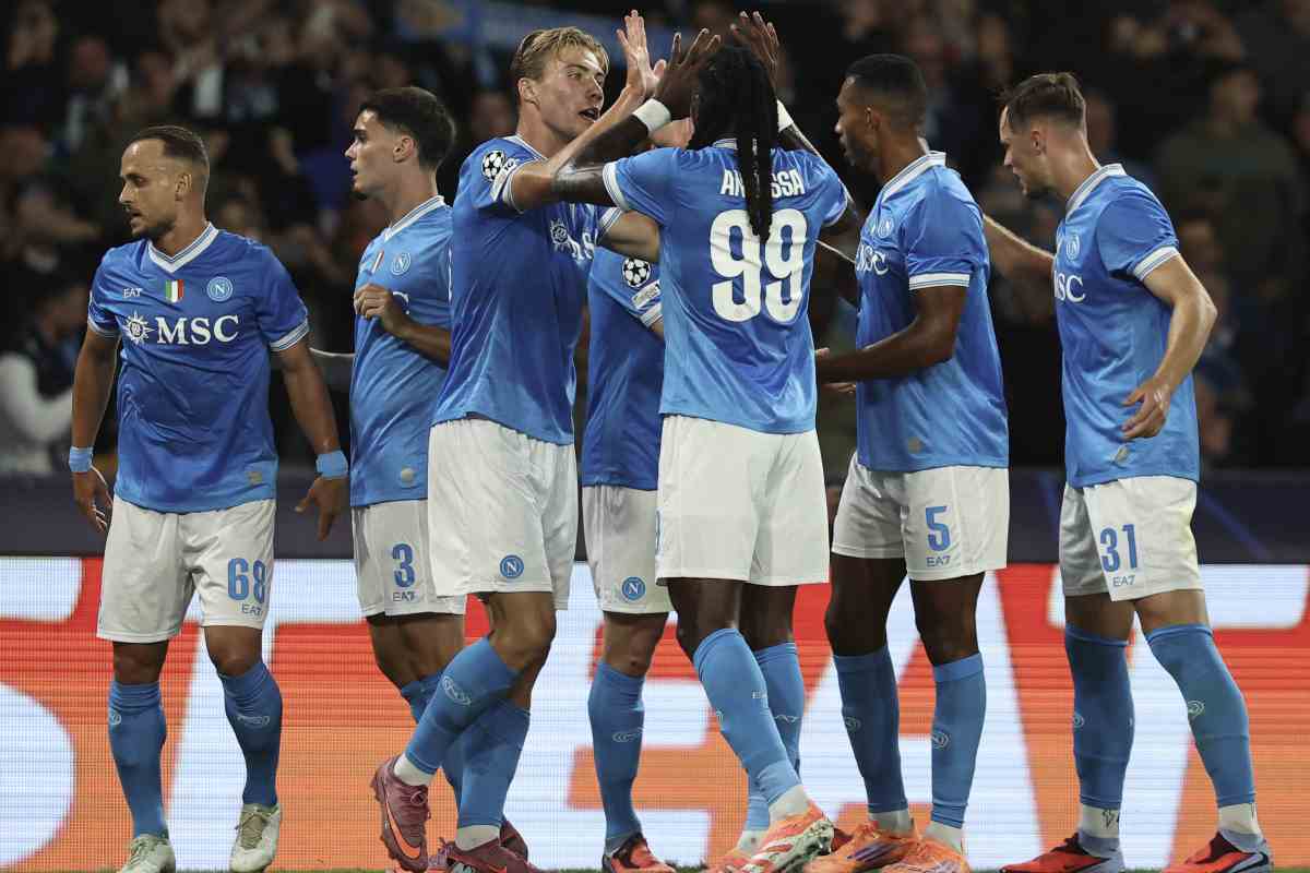 L'esultanza dei giocatori del Napoli