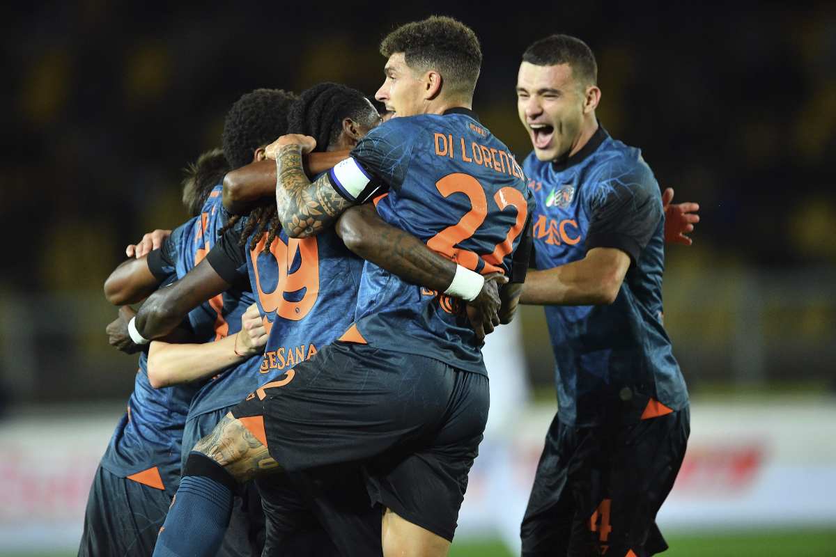 L'esultanza dei calciatori del Napoli