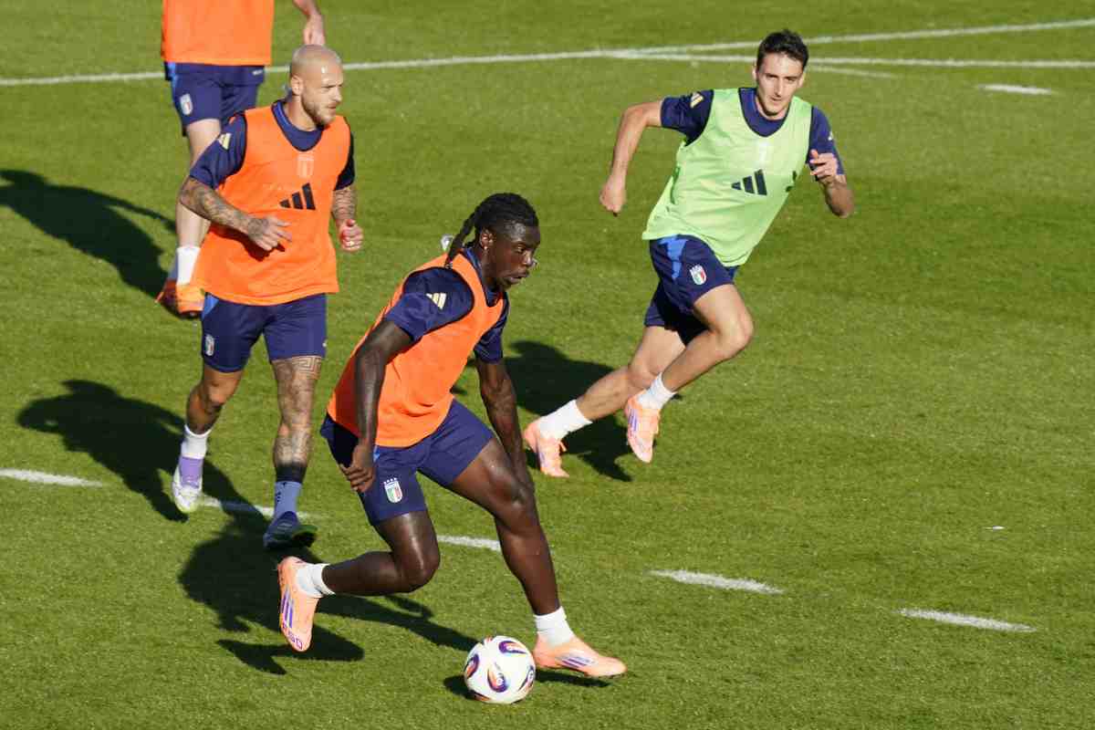Kean in allenamento con l'Italia