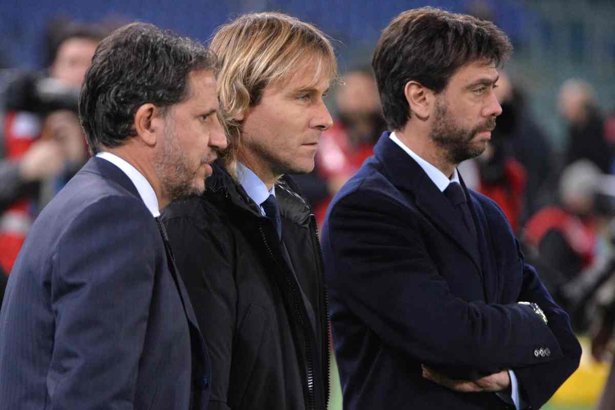 Agnelli con Paratici e Nedved a bordo campo