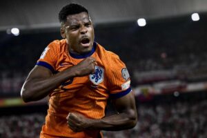 Dumfries con la maglia dell'Olanda