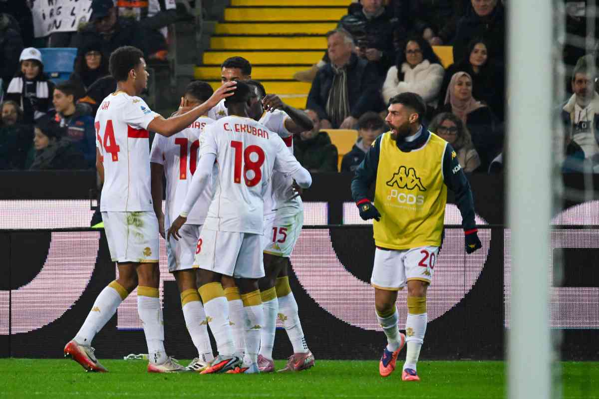 i calciatori del Genoa esultano